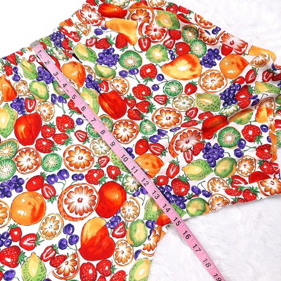 S.G. Sport vintage novelty fruit print high waisted elastic lightweight shorts - Picture 5 of 8